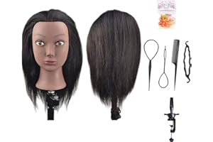 DAVINONA Afro Mannequin Head Hairdresser Training Head Manikin Cosmetology Doll Head (Table Clamp Stand Included)