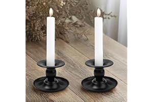 ESDALLINA Metalowy świecznik stożkowy i filarowy świecznik dekoracja biurka na wesele, przyjęcie obiadowe - 2 szt. (czarny)