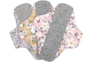 KGDUYC 3 Piezas Compresas Reutilizables,salvaslip algodon,Salvaslips de Bambú Antibacterianos, Compresas de Noche Lavables para Flujo Menstrual Abundante, 23 cm