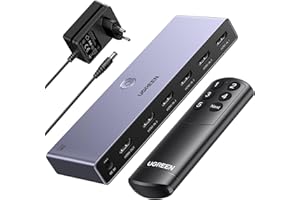 ‎UGREEN UGREEN PrzełąCznik Hdmi 8k@60hz 5 Wejść 1 WyjśCie Aluminium ObsłUga 4k@240hz Hdr10+ Hdcp 2.3 Cec Rozdzielacz Hdmi 2.1 Z Zasilaczem Kompatybilny Z Ps5/4 Xbox Switch Roku Apple Tv Fire Stick