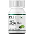 INLIFE Green Coffee Beans Extract Capsules | With 50% Chlorogenic Acid | Ayurvedic Herbal Supplement - 800mg - 60 Vegetarian Capsules (Pack of 1, 60)