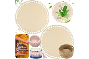 Weploda 2 Stück Korbboden Zum Häkeln Rund, Korbboden Aus Holz, Korbboden Zum Häkeln Groß, Korbboden Set, Naturholzkorbboden, 7,87 Zoll Durchmesser Für Heimwerker-Korbflechten Für Heimtextilien