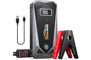 Avviatore Batteria Auto, 6000A 26800mAh YaberAuto Avviatore Emergenza per Auto (Tutto Benzina/10.0L Diesel), Booster Avviamento con Ricarica Rapida USB 18W,Display LCD 3,3",Torcia 400 Lumens