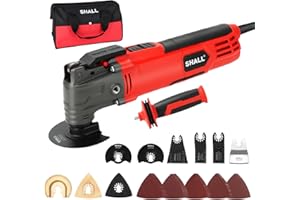 SHALL Oscillating Tool, 500W Oscillating Multitool Kit with 5° Oscillation Angle, Quick Change & Kickback Protection, 34 Pcs Saw Accessories and Carry Bag
