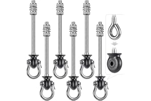 Dolibest 6pcs Swing Hanger, 245mm Heavy Duty Hammock Hook M10 Hanging Chair Screw Eye Bolt Swivel Ceiling Beam Mounting Bracket for Yoga Rope/Aerial Hoop/Punching Bag/Sandbag, 1500lbs