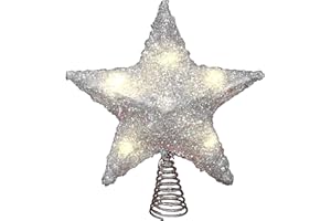 LAWOHO Decoración para árbol de Navidad de 25,6 cm con Purpurina de Plata para árbol de Navidad Festivo, decoración para el hogar y la estación, Ajuste para árbol de Navidad de tamaño Ordinario