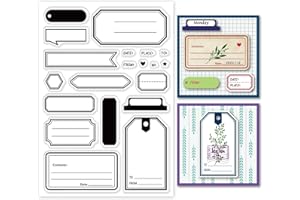 GLOBLELAND Tema de Marco de Etiqueta Etiqueta de Almacenamient Sello Transparente Sello de Silicona Sellos Transparentes de Goma para Hacer Tarjetas DIY Decoración de Álbum de Recortes