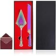 Cake Knife and Server Set: Stainless Steel Wedding Cake Cutting Set Plating with Carved Pattern Design Elegant Cake Pie Pastry Server Spatula Set Perfect for Wedding Birthday Shower Parties(Rainbow)