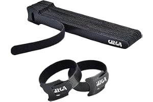 GIZGA essentials Reusable Cable Organizer Ties Strap (Pre-Cut 20cm x 30pcs Set) Double-Sided Hook & Loop Tape Wire/Cord Management System for Desk, PC, TV, Theater, Speaker, Home & Office (Black)