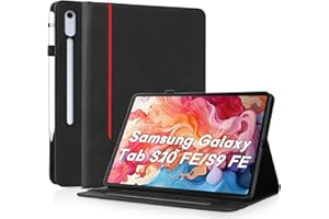 AsWant Coque pour Samsung Galaxy Tab S10 Lite / S10 FE 2025 / S9 FE / S9 11 Pouces 2023 - Étui Housse de Protection Cuir PU avec Fonction Support/Portefeuille Coque Tablette (Noir)