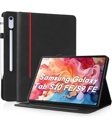 Custodia In Pelle Per IPad Air 1 E Air 2 (9,7") – Multi Angolo, Tasca Portadocumenti, Nero - 2