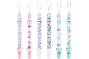HEMIKS Cravatta per neonato, 6 clip per ciuccio, regolabile, per vasca da bagno, per bambini, bavaglino e ragazza, multicolore