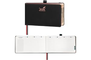 BEZEND Agenda 2026 Semainier de Poche 9 x 16,5 cm Vertical 1 Semaine 2 Pages avec Rose Gold Bord de Papier - Couverture Rigide en PU, Noir