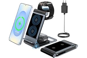 3 in 1 Induktive Ladestation Faltbar für Samsung Galaxy S25 Ultra Plus S24 Ultra S23 Ultra S22 Ultra Z Flip Z Fold 7 6 5 4 für Galaxy Watch 8/Ultra/7/6/Classic/5/Pro/4 für Galaxy Buds mit 20W Netzteil