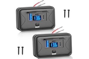 Qidoe 2 Pezzi 90W Presa USB C 12V per Camper Doppio 36W PD e QC 18W Multi USB Prese di Caricabatterie Ricarica Rapida con Interruttore ON/off Voltmetro per 12V/24V Barche, Moto, Camion, Golf Cart