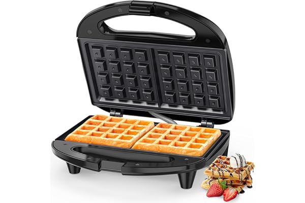 Snailar Gaufrier, Appareil à Gauffre Élégant & Compact 750 W - Machine a Gauffre 2 Tranches Carrées - Antiadhésif, Facile à Nettoyer, Pour des Gaufres Dorées et Croustillantes