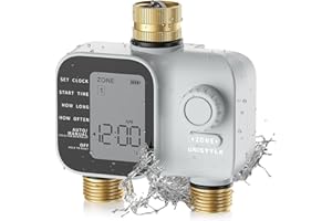 ‎UNISTYLE Unistyle Bewässerungscomputer 2 Ausgänge, Bewässerungsuhr mit Einlass und Auslass aus Industriemessing, Automatische/Manuell/Verzögerungsmodus für bewässerung, Zeitschaltuhr Wasser Garten