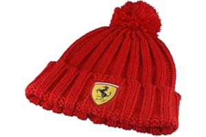 Cuffia Ferrari Ufficiale Cappello PON PON Bambino Kids Cappellino Berretto Scuderia Cavallino Rossa PONFERBAROS