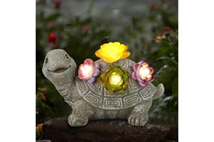 ‎OKESYO OKESYO Solar Gartenfiguren Schildkröte Gartendeko, Gartenfiguren & Gartenstatuen mit Sukkulenten und Leuchten, Wetterfest Gartendeko Schildkröte Figuren für außen, Garten, Terrasse, Rasen