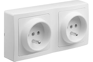 DEBFLEX - Blok - Double Prise Electrique Murale Précâblée - Prise Murale Idéale Rénovation - Installation En Saillie - Blanche - 140 x 70 x 39,6 mm