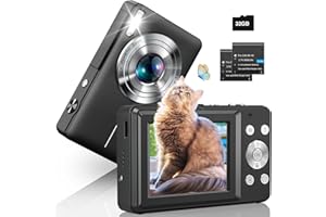 SIXTARY Digitalkamera 1080P mit 32G Karte 44MP Fotokamera Fotoapparat 2.4" Bildschirm LED Fill Light Kompaktkamera 16X Digitalzoom Mini Selfie Kamera Tragbare Digitalkamera für Kinder Teenager Anfänger