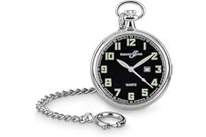 Hermann Jäckle Konstanz Taschenuhr – 47 mm Quarzwerk, Mineralglas, Kette & Reiseetui I Qualitätshandwerk