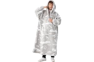 Winthome Bardzo duży koc z kapturem z podszewką Sherpa. Miękki i ciepły dla mężczyzn, kobiet, dorosłych, młodzieży