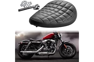 TUINCYN Synthetic Leather Motorcycle Driver Seat Solo Pad Saddle Coushion With Bracket Spring For Harley Honda Yamaha Custom Bobber Chopper(square)