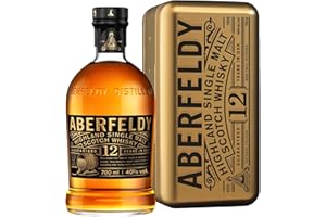 Aberfeldy 12 Year Old Single Malt Scotch Whisky in confenzione in latta regalo a forma di lingotto d'oro, Vol. 40%, 70 cl / 700 ml, Pregiato whisky invecchiato in quattro tipologie di botti