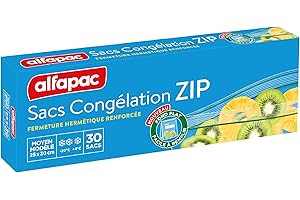 Alfapac 3232764050206 Alfapac-30 - Bolsas de congelación con Cremallera Reforzada, tamaño Mediano, Transparente, 25 x 32