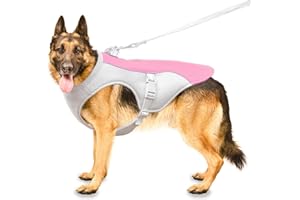 OCSOSO Dog Cooling Coat, Dogs Cooling Vest Fit Dog Harness, Absorbent & Soft Pet Vest Coats with Reflective Stripes Deshom, Breathable Dog Cool Coats for Small, Medium Large Dogs(L Pink)