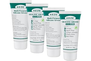 KEZE Silicone Grease Tubes, PTFE Synthetic Lubricant, Sliding Door Grease, Car Lubricant, Toilet Seal Rings, Pack of 4