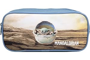 Bagtrotter Estuche Escolar Rectangular Baby Yoda Star Wars/The Mandalorian Beige y Azul
