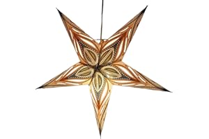 YEPSIO Paper Star Lantern Lampshade Light Shades Large 60cm Star Hanging Decorations for Christmas Wedding Home Decoration Birthday Party (Glitter Golden, Black)