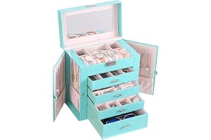 ANWBROAD Cofanetto Portagioielli per Donna Scatola Portagioielli con Cassetti Rimovibili in Modi Diversi per Tutti i Tuoi Gioielli Robusto Portagioie JJB003Q