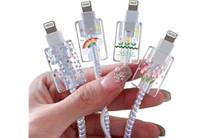 DiyGody [4 Pezzi] Protezione del Cavo Simpatica per Caricabatterie Phone Type-C, Salva Caricabatterie Phone, Simpatico Motivo Arcobaleno per Il Cavo Protector