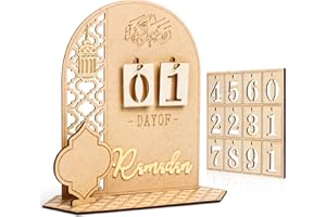 LAISLLA Ramadan Kalender, Eid Mubarak Kalender Dekoration Holz Kinder, DIY Eid Mubarak Adventskalender, Ramadan Deko Wohnzimmer Ramadan Geschenke für Kinder