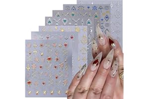 ‎GZMAYUEN GZMAYUEN 7 Blätter Nagelsticker 3D Geprägtes Heißprägen Sun Moon Stars Design Gold Nail Art Aufkleber, Retro-Stil Selbstklebend Nail Art Stickers für Frauen Maniküre