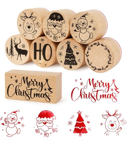 Tampon Scrapbooking Motif Noël - Caoutchouc Sur Bois 13x10x2.5 Cm - Fabrication Française