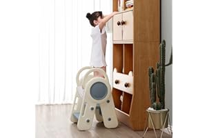 BanaSuper Toddler Foldable 3 Step Plastic Wide Anti-Slip Pedal Step Stool with Handrails Non-slip Foot Mats Kids Children Learning Helper Stool for Kitchen Bathroom Toilet Potty Training (Blue）