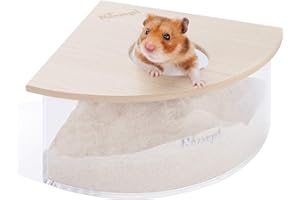 Niteangel Pudełko do kąpieli z piaskiem dla zwierząt: - Akrylowy piaskowy prysznic do kąpieli i pojemnik na piasek do kopania dla chomików myszy leemming gerbils lub innych małych zwierząt domowych (trójkątny, burlywood)