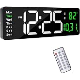 16 Inch Digital Wall Clock LED Wall Clock Large Display Digital Clock with Remote Control Large Display Timing and Countdown with Date/Week/Temperature for Bedroom Living Room Office White 16 Inches