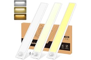LOUBOUT Under Cabinet Kitchen Lights, 30cm 58LEDS Motion Sensor lights indoor, Cupboard Lights 3 color&modes Type-C Rechargeable Dimmable wardrobe lights for Stairs, Wardrobe, Hallway, Kitchen, Garage,3 Pack
