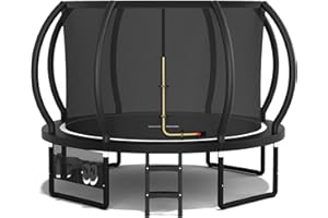 Devoko Cama Elástica Exterior para Niños Ø 228/305/366/427 cm, Trampolín Exterior de Jardín Calabaza Certificado GS con Red Seguridad, Escalera, Capacidad 150 kg