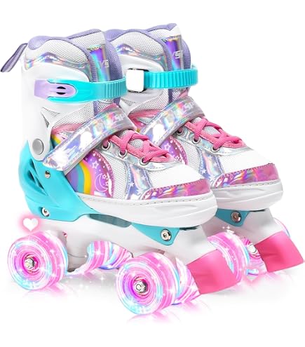 Raven Trista Rollschuhe – White/Pink – Größenverstellbar 31-34 (20-21,5 Cm) – 54mm Rollen, ABEC 7, Composite Chassis