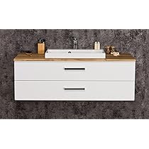 Quentis Badmöbel ARUVA Waschtisch-Set - 120cm Weiß Hochglanz Mit 2 Türen & 2 Schubladen