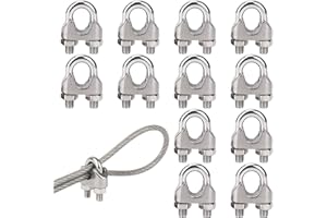 SHPUJUN 12 Pezzi Morsetti per Cavi Acciaio Inox 304 M3/M5 - Fascette Serraggio a U per Cavi, Anti-Ruggine con Superficie Liscia (M5)