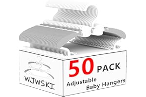 WJWSKI Perchas Bebe, Juego de 50 Perchas Bebe Apilables con Ganchos de Mariposa,Escalable Perchas Niños,Plástico & Antideslizantes Perchas Bebe Recien,Ahorro de Espacio (Gris+ Blanco)