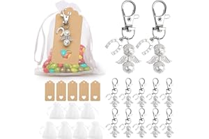 VGOODALL Gastgeschenke Hochzeit, 30 Stücke Schutzengel Anhänger +Organza Beutel +Kraftpapier Anhänger für Abschiedsgeschenk Glücksbringer Gastgeschenke Taufe Konfirmation Einschulung
