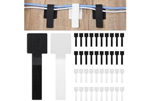 Tyqour 40 sztuk opasek kablowych na rzep, 9 cm, taśmy na rzep, wielokrotnego użytku, samoprzylepne opaski kablowe, do zarządzania kablami, do zawieszenia na ścianie, do samochodu